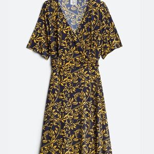 Black & Gold Floral Faux Wrap Midi Dress – NWT, Size 18W